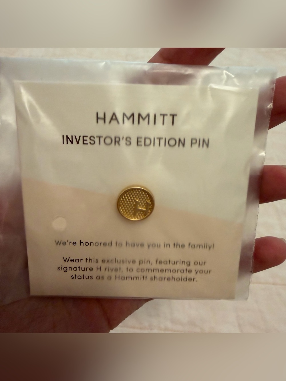 New Hammitt Investor Edition Pin